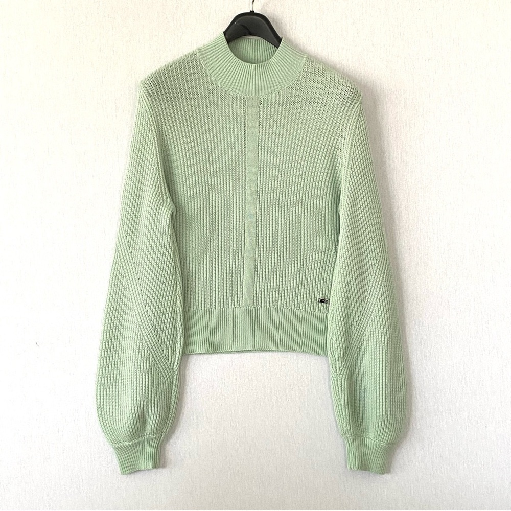 The Kooples Merino Wool Ribbed Knit Sweater in Mint Green - Picture 3 of 12